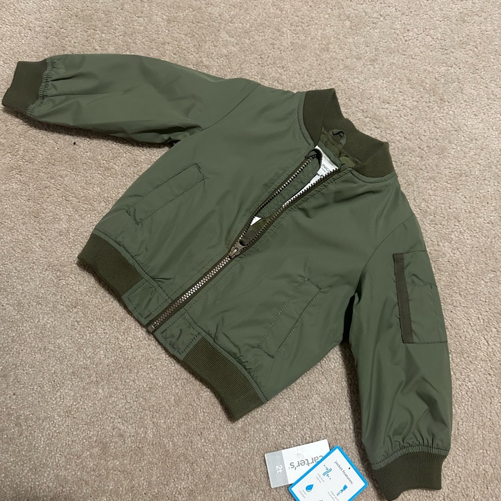 Carter's Water-Resistant Jacket. Olive Green color. Size 2T boys